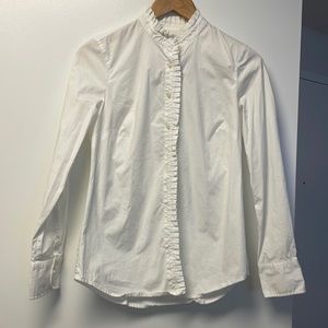 J. Crew white long sleeve ruffle shirt